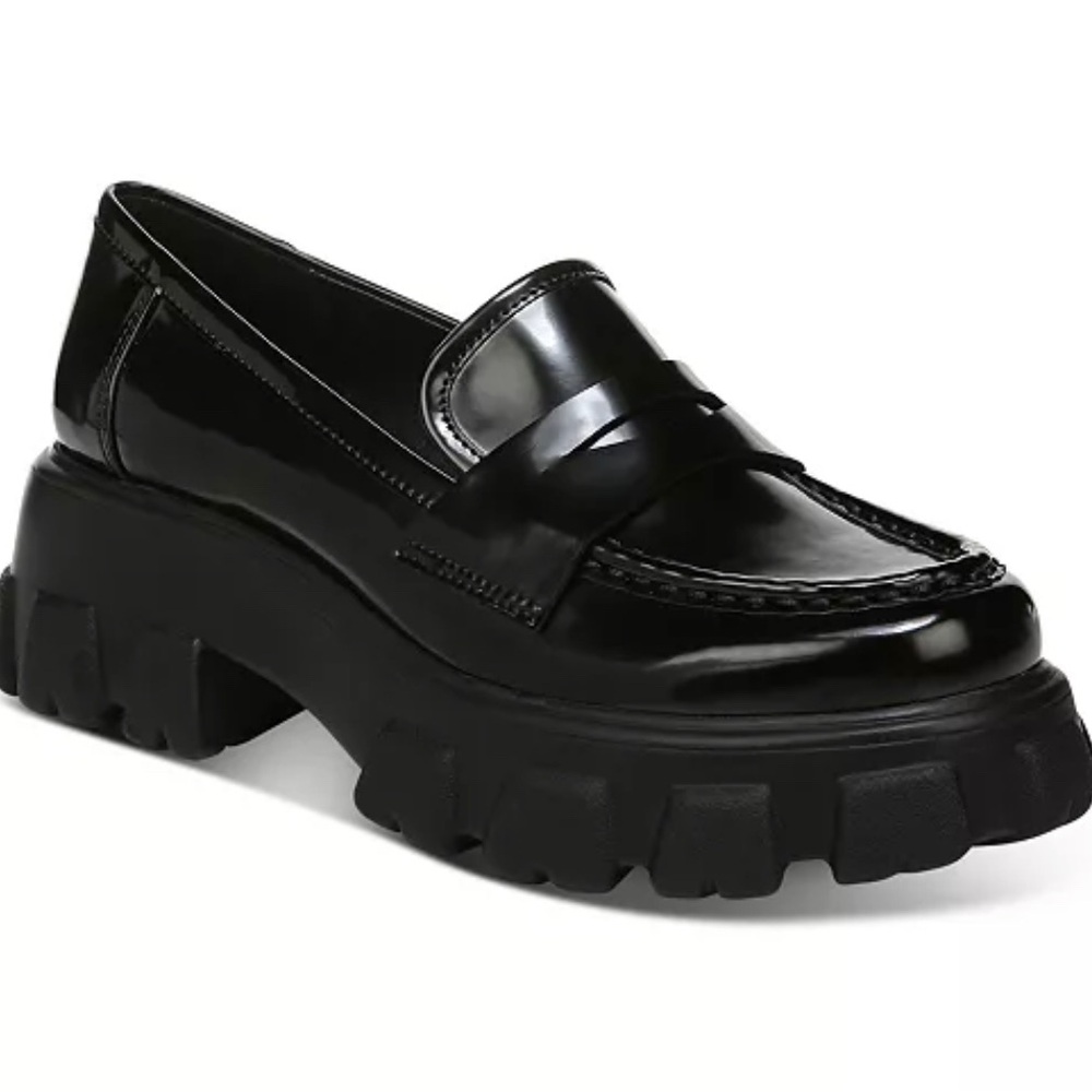 Black platform loafers